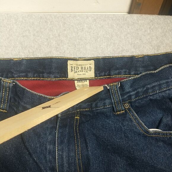 REDHEAD Flannel Lined Jeans Mens 38/34 Heavy Denim Blue Jeans. - Picture 3 of 7